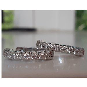 WILSON'S JEWELRY INC GENUINE 14K WHITE GOLD 0.75" HOOP DIAMOND EARRINGS